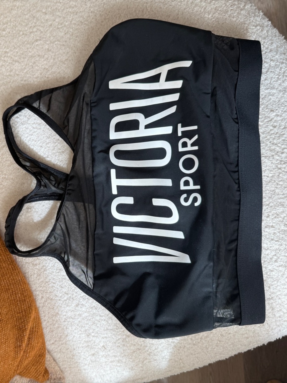 Victoria's Secret Black Mesh-Panel Sports Bra